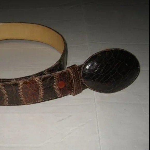 ❤️Amazing MONTANA MEXICO Exotic Patchwork Alligator Skin / Leather +Buckle 34 38 - Picture 2 of 10